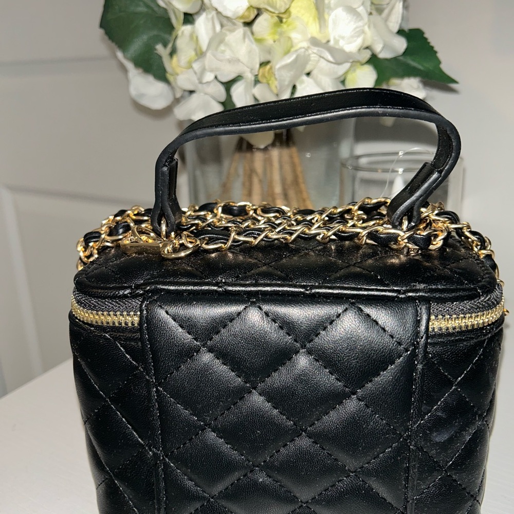 Valentino Orlandi Black Quilted Mini Bag with Gold Accents - Picture 3 of 4